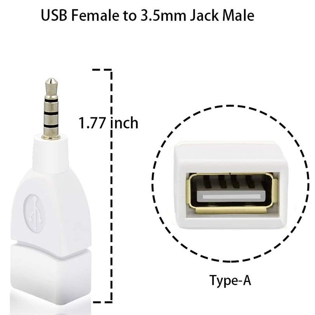 USB 2.0 Female to 3.5mm Male Jack Audio Converter Adapter 4 Pole TRRS AUX to USB Converter for Car Stereo Head Unit MP3 Audio Decoding U Disk Play