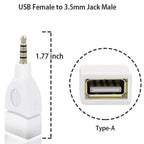 USB 2.0 Female to 3.5mm Male Jack Audio Converter Adapter 4 Pole TRRS AUX to USB Converter for Car Stereo Head Unit MP3 Audio Decoding U Disk Play