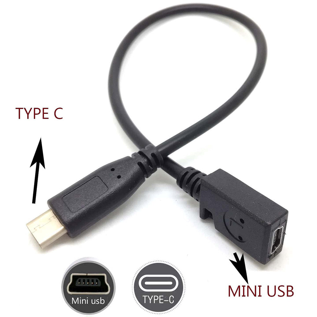 USB C to Mini USB Cable 25cm Type C Male to 5 Pin Mini B Female Adapter Cord for MacBook Pro Laptop PC Camera GPS MP3 Dash Cam