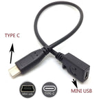 USB C to Mini USB Cable 25cm Type C Male to 5 Pin Mini B Female Adapter Cord for MacBook Pro Laptop PC Camera GPS MP3 Dash Cam