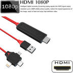 3 in 1 Phone to HDMI Cable 1080P Type C Lightning Micro USB to HDMI Screen Mirroring Cord with USB Power for iPhone 11 X 8 Samsung S9 S8 TV Projector