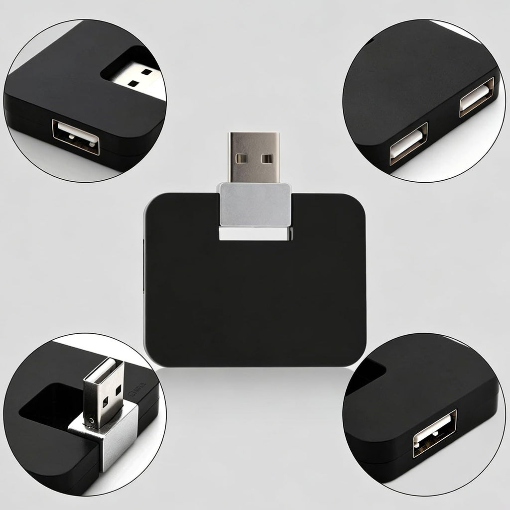 4 Port USB 2.0 Hub 270 Degree Rotating Portable USB Data Splitter Expander Adapter for Laptop PC Desktop Keyboard Mouse Flash Drive Windows Mac Linux