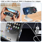 USB C to 3.5mm Headphone Adapter with 100W PD Charging DAC Audio TRRS Mic USB C Charger Port for iPhone 16 15 Galaxy Pixel iPad