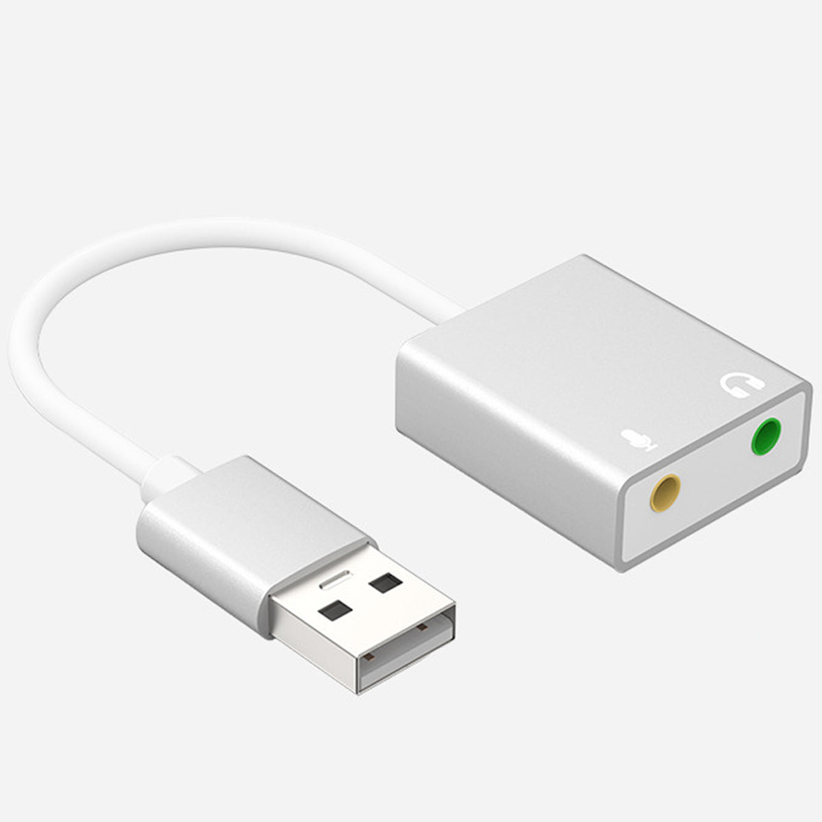 USB to 3.5mm Audio Adapter External Sound Card Aluminum Stereo Headphone Jack Microphone Splitter Converter for PC Laptop Desktop PS4 PS5 Mac Windows