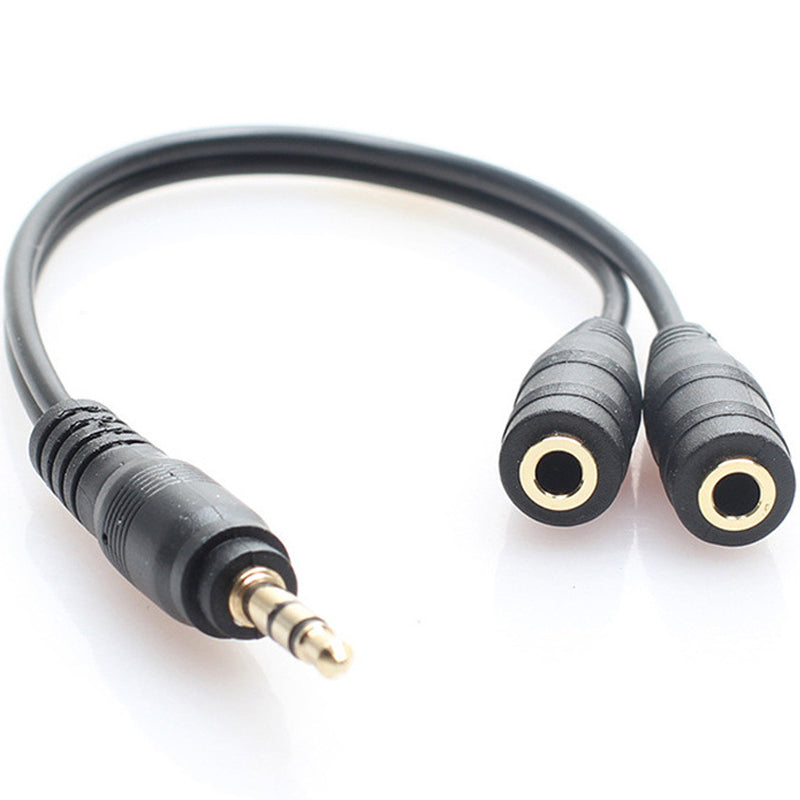 3.5mm Headphone Splitter Gold Plated 1 Male to 2 Female Audio Y Adapter 20cm Share Audio with Two Headphones or Speakers