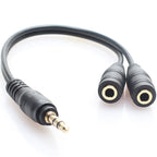 3.5mm Headphone Splitter Gold Plated 1 Male to 2 Female Audio Y Adapter 20cm Share Audio with Two Headphones or Speakers