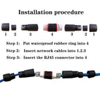 IP67 Waterproof RJ45 Coupler Female to Female Cat6 Cat5e Cat5 Outdoor Ethernet Cable Extender Shielded Gigabit LAN Connector POE for IP Cameras