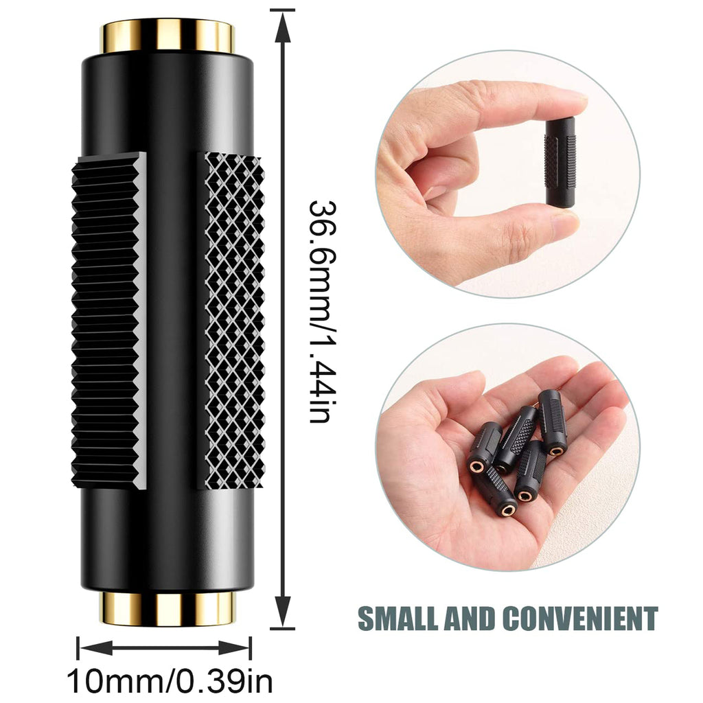 3.5mm Female to Female Audio Adapter 1/8 Inch TRS Stereo AUX Coupler Gold Plated Headphone Cable Extender Joiner for Car Speaker PC Laptop Headset