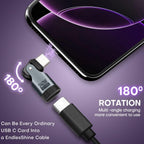 USB C to USB C Adapter 180 Degree Rotating 240W PD Fast Charging USB 2.0 480Mbps LED Indicator for MacBook iPad iPhone Samsung Galaxy Google Pixel