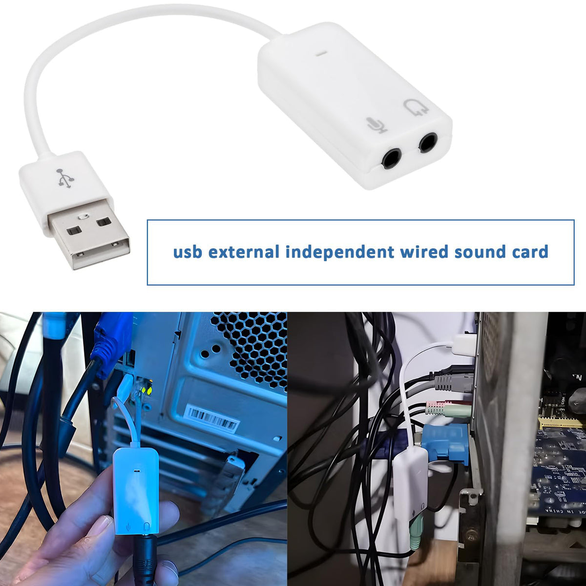 USB External Sound Card Audio Adapter 7.1 Channel 3.5mm AUX Headphone Jack Microphone Converter for PC Laptop Desktop Windows Mac Linux Raspberry Pi