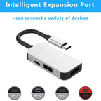 3 in 1 USB C to HDMI Adapter 4K 30Hz Multiport Type C Hub with 100W PD Fast Charging USB 3.0 for MacBook Pro Air iPad Surface Chromebook iPhone 15 16 PC