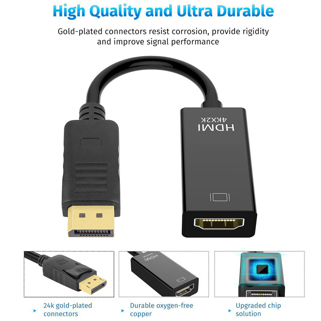 DisplayPort to HDMI Adapter 4K 30Hz DP Male to HDMI Female Passive Converter for MacBook Pro Air Mac mini Surface Pro 3 4