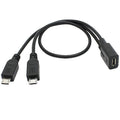 Micro USB Splitter Cable 1 Female to 2 Male Dual Y Cord Simultaneous Charging and Data Sync Extension Wire for Security Camera PS4 Controller Kindle Speaker Dash Cam
