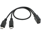 Micro USB Splitter Cable 1 Female to 2 Male Dual Y Cord Simultaneous Charging and Data Sync Extension Wire for Security Camera PS4 Controller Kindle Speaker Dash Cam