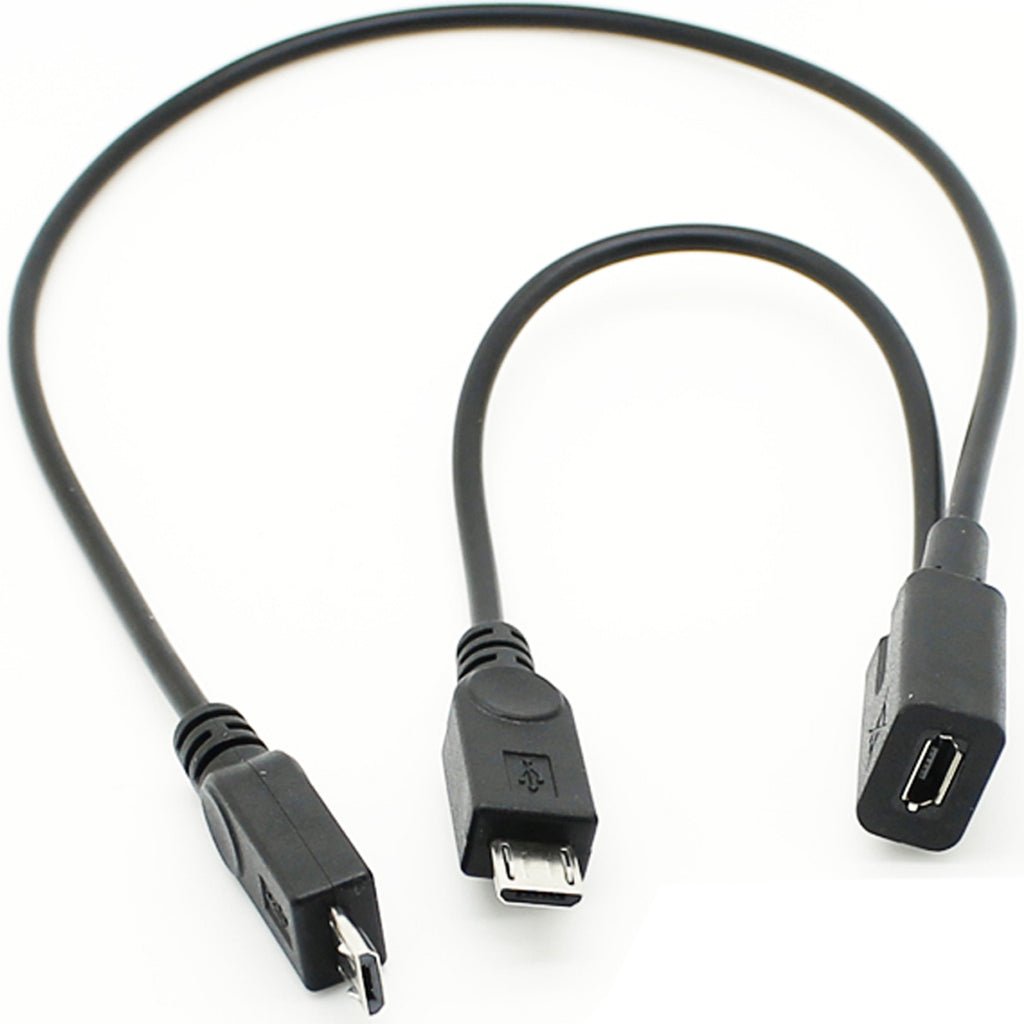 Micro USB Splitter Cable 1 Female to 2 Male Dual Y Cord Simultaneous Charging and Data Sync Extension Wire for Security Camera PS4 Controller Kindle Speaker Dash Cam