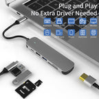 6-in-1 USB C Hub Multiport Adapter with 4K HDMI 100W PD USB 3.0 SD TF Card Reader Dongle for MacBook Pro Air iPad Pro Dell XPS HP Surface ThinkPad PC