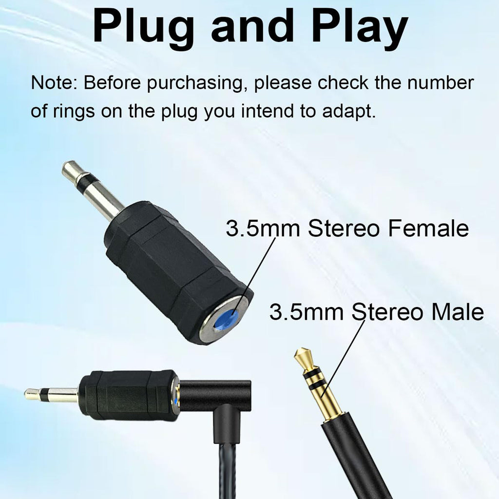 3.5mm Mono Male to Stereo Female Adapter 2 Pole TS to 3 Pole TRS 1 8 Inch Audio Converter for Headphones Scanner Ham Radio Radio Speaker