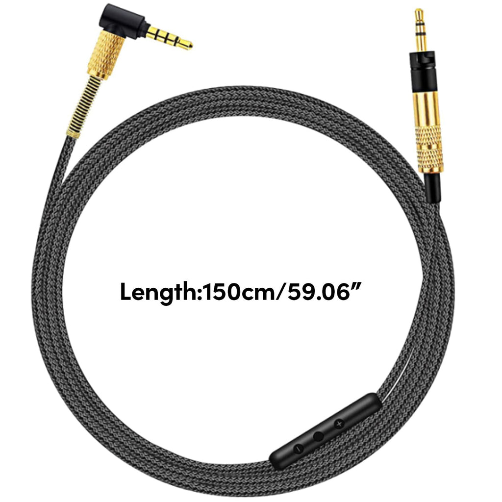 2.5mm to 3.5mm Replacement Audio Cable for Momentum 1 2 3 Over Ear Headphones Braided AUX Cord with Mic Volume Remote 90 Degree Right Angle Twist Lock