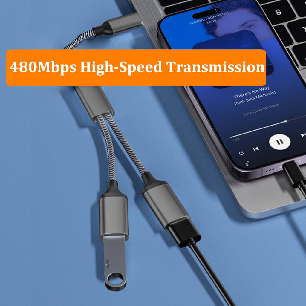USB to Dual USB Splitter Cable USB A Male to 2 USB Female Y Cord 2 Port Hub Adapter Data Sync Dual Charging Extender for Laptop PC Car Flash Drive