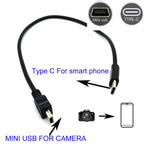 USB C to Mini USB OTG Cable Type C Male to 5 Pin Mini B Cord for Canon Nikon Camera Photo Video Transfer to Phone Tablet Mac PC