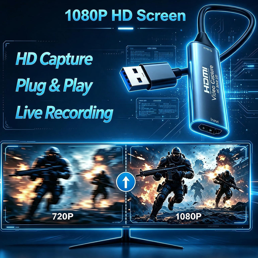 4K 30Hz HDMI to USB 3.0 Video Capture Card 1080P 60FPS Audio Cam Link Adapter Dongle for PS5 PS4 Switch Xbox DSLR Camera OBS Live Streaming Gaming PC