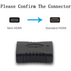 Mini HDMI Type C Female to HDMI Compatible Type A Female Adapter Coupler 4K 60Hz 3D Extender for Camera Camcorder Laptop TV Monitor Projector