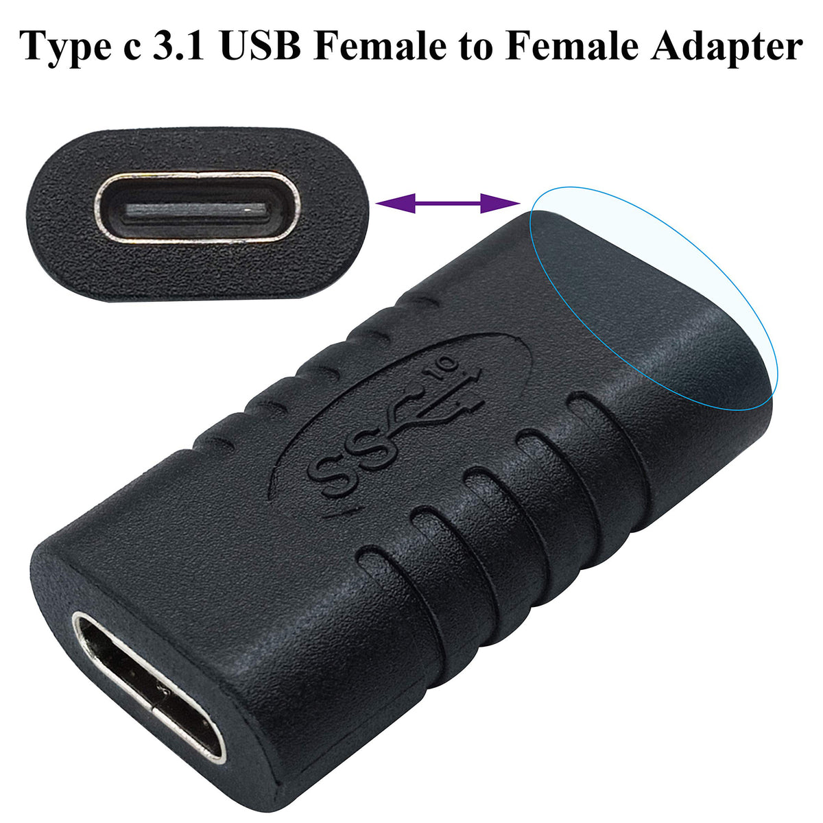 USB C Female to Female Adapter 10Gbps USB 3.1 Gen 2 Type C Coupler Extender 4K Video 60W Fast Charging for MacBook iPad Laptop Phone Monitor Dock