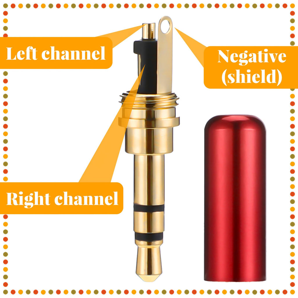 3.5mm Male Solder Audio Plug 1/8 Inch TRS 3 Pole Gold Plated Headphone Jack Repair Connector Metal Shell for DIY Stereo Aux Cable Earphone Headset