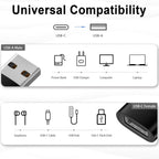 USB A Male to USB C Female Adapter USB 2.0 480Mbps 5V 3A Charging Data OTG Converter for USB A Laptop PC Charger Black Silver