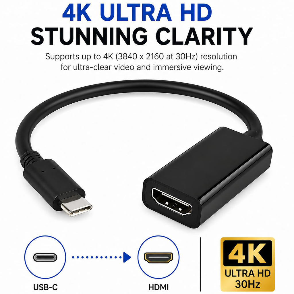 USB C to HDMI Adapter 4K 30Hz Type C to HDMI Cable Converter Thunderbolt 3 Compatible for MacBook Pro Air Dell XPS Chromebook Samsung Galaxy TV Monitor