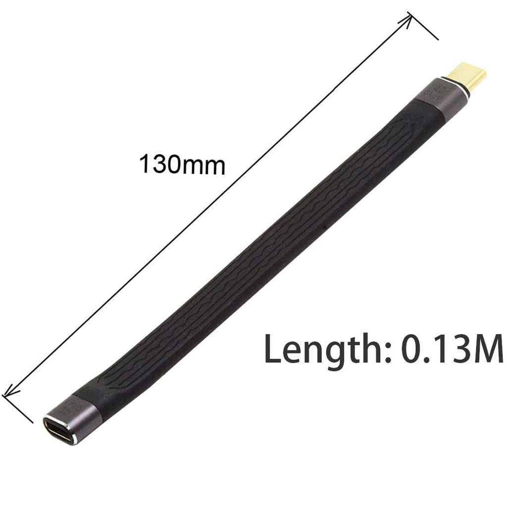 USB C Extension Cable 13cm USB4 Male to Female Flat Cable 40Gbps 100W PD 8K 60Hz Thunderbolt 4 3 Compatible for Dock SSD Monitor Laptop