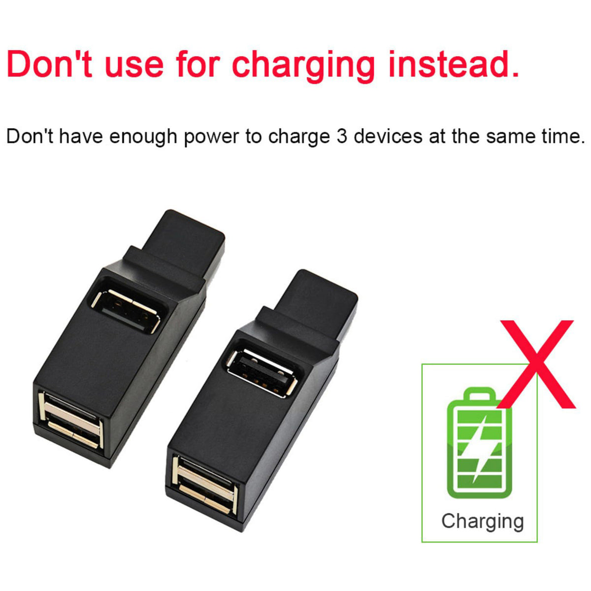 3 Port USB 2.0 Hub Splitter Mini Direct Plug USB A Expander Portable Car Adapter with Lanyard Cap for Laptop Desktop PC Flash Drive Mouse and Keyboard