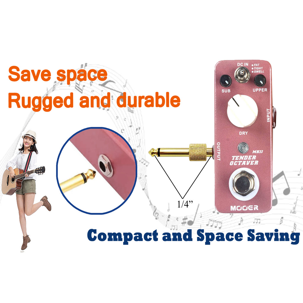 Straight 1/4 Inch Guitar Pedal Coupler 6.35mm TS Male to Male Audio Connector for Effects Pedalboard Gold Plated
