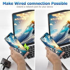 USB C to RJ45 Ethernet Adapter 10/100Mbps with 3.5mm Audio Jack and USB C Charging for iPhone 15 16 iPad Pro Galaxy