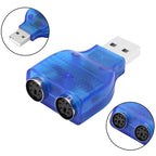 USB to Dual PS2 Adapter USB A Male to 2 PS/2 Female Active Converter Direct Plug Splitter for Keyboard Mouse Laptop PC