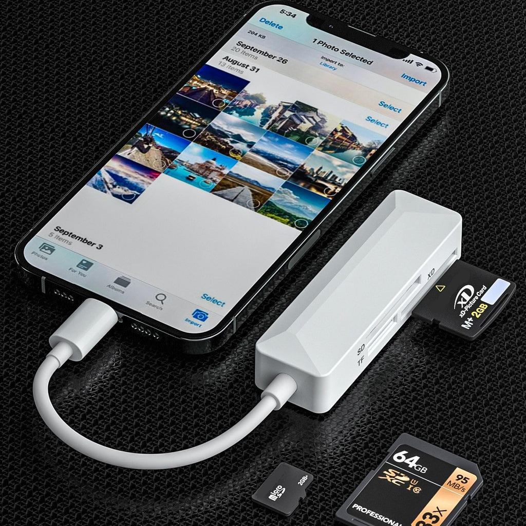 USB C to XD SD Micro SD Card Reader 3 in 1 Camera Memory Card Adapter Dongle for Olympus Fuji XD Picture Card iPhone 15 16 iPad Mac Android PC