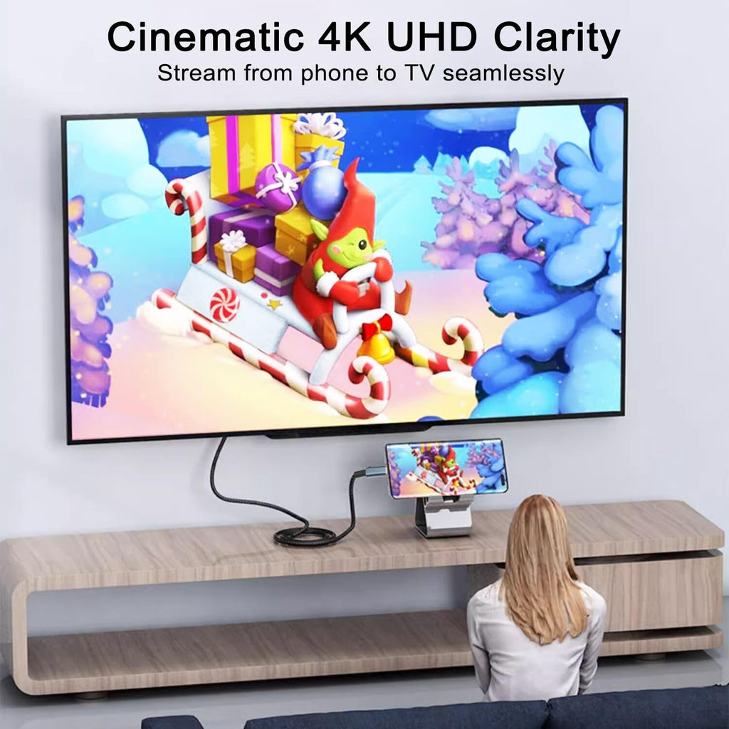6.6FT USB C to HDMI Cable 4K 30Hz Type C to HDMI Monitor Cord Thunderbolt 3 4 for iPhone 16 15 Pro MacBook Pro Air iPad Surface Galaxy S23 XPS TV