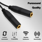 6.35mm 1/4 Inch TRS Stereo Y Splitter Cable 30cm 1/4 Male to Dual Female Audio Jack Adapter Cord for Studio Headphones Amplifier Speaker Keyboard