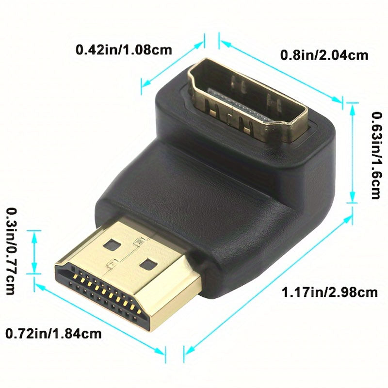 Right Angle HDMI-Compatible Adapter 90°/270° – Male to Female 4K@60Hz 18Gbps Gold-Plated for Wall-Mounted TV Monitor Projector