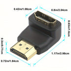Right Angle HDMI-Compatible Adapter 90°/270° – Male to Female 4K@60Hz 18Gbps Gold-Plated for Wall-Mounted TV Monitor Projector