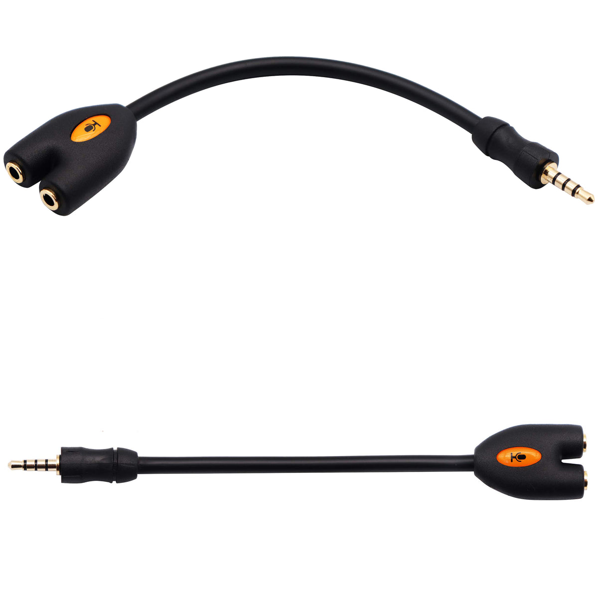 3.5mm TRRS Headphone Splitter Cable 4 Pole 1/8 Inch Male to 2 Female Aux Cord Dual Headset Mic Audio Y Adapter for Gaming Phone PC Laptop Controller