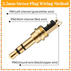 3.5mm Male Solder Audio Plug 1/8 Inch TRS 3 Pole Gold Plated Headphone Jack Repair Connector Metal Shell for DIY Stereo Aux Cable Earphone Headset