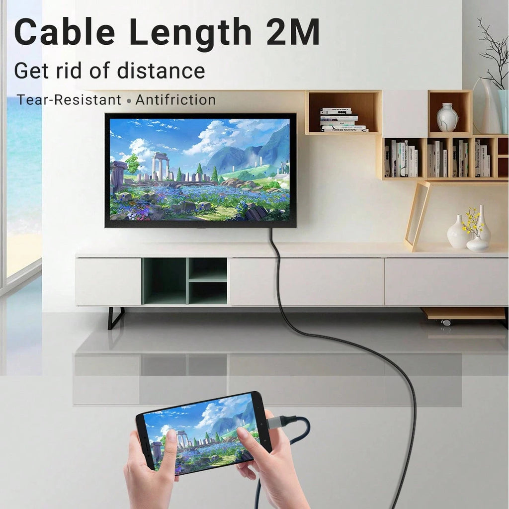 USB C to HDMI Cable 6.6ft 2M 4K 60Hz Type C to HDMI 2.0 Cord for MacBook Pro Air iPhone 17 16 15 iPad Galaxy S24 Dell XPS Surface Monitor TV Projector