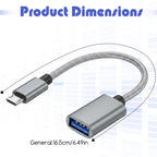 Micro USB 2.0 Male to USB A Female OTG Adapter Cable 21cm Nylon Braided for Flash Drive Mouse Keyboard