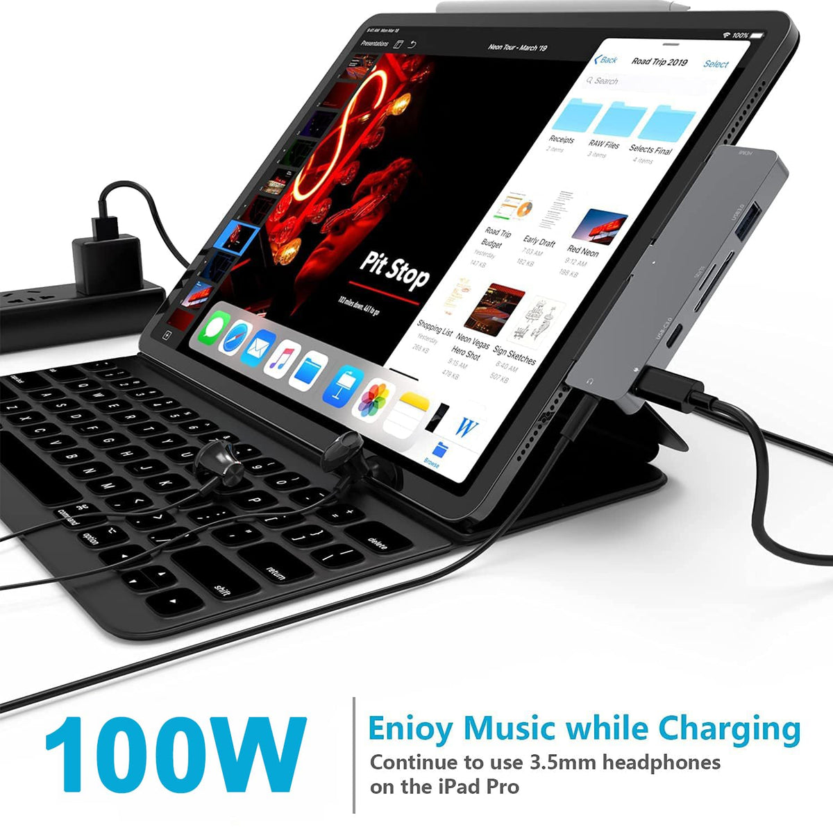 USB C Hub 7 in 1 Adapter with 4K HDMI USB 3.0 SD microSD Card Reader 3.5mm Audio USB C Data PD Charging for iPad Pro Air mini