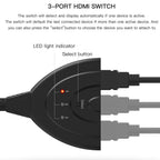 3 Port HDMI Switch 3 in 1 Out Manual HDMI Selector with Pigtail Cable 1080P 3D for PS4 PS3 Xbox One Roku 4 TV Box