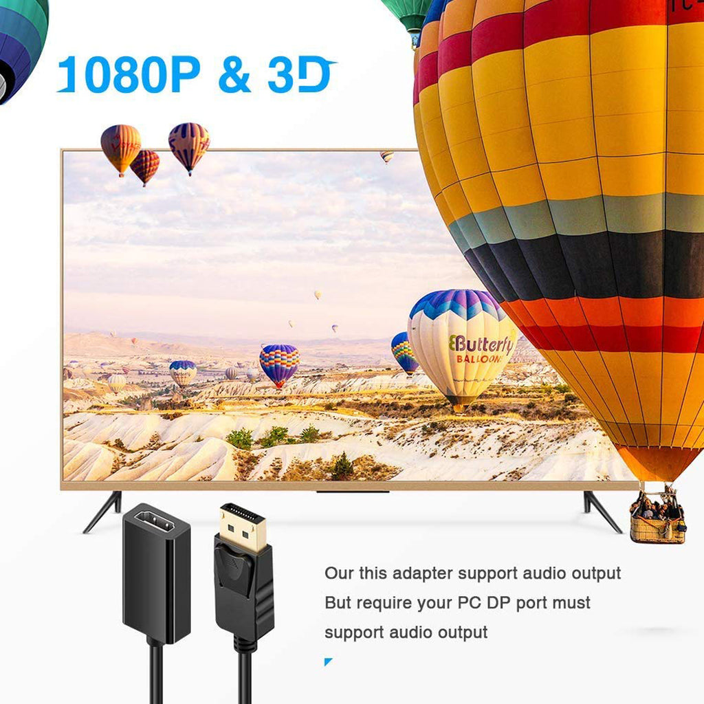 Passive DisplayPort to HDMI Adapter DP Male to HDMI Female 1080p for DP Plus Plus Desktop Laptop Monitor TV Projector