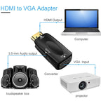 1080P HDMI to VGA Adapter Converter with 3.5mm Audio Output Cable HDMI Male to VGA Female Gold Plated for Laptop PC TV Box Xbox PS3 Monitor Projector