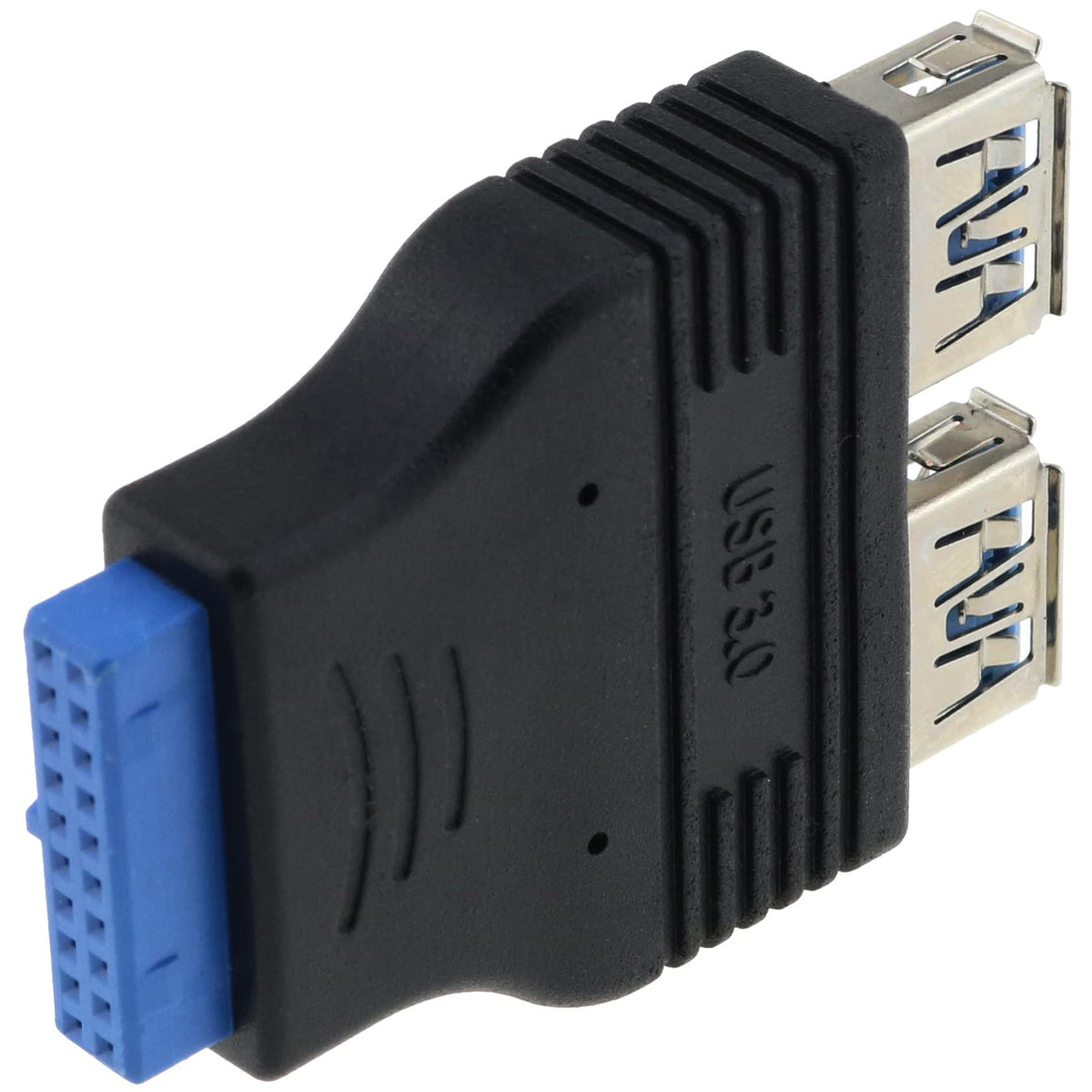 USB 3.0 20 Pin Header Female to Dual USB A Female Motherboard Adapter Internal Splitter Converter for PC Front Panel Black Blue