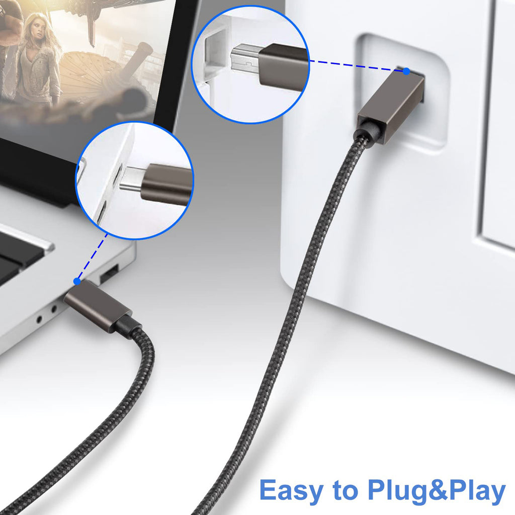 USB C to USB B Printer Cable Nylon Braided USB-C to USB-B 2.0 MIDI Scanner Cord for MacBook Pro PC Laptop HP Canon Epson Brother Yamaha Casio